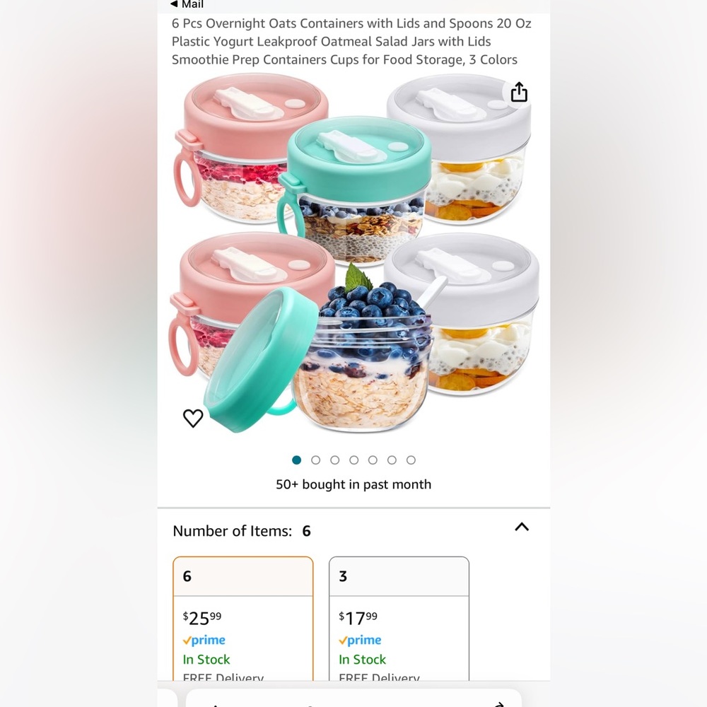 Set of 5 new sealed overnight oats containers 20 ounce